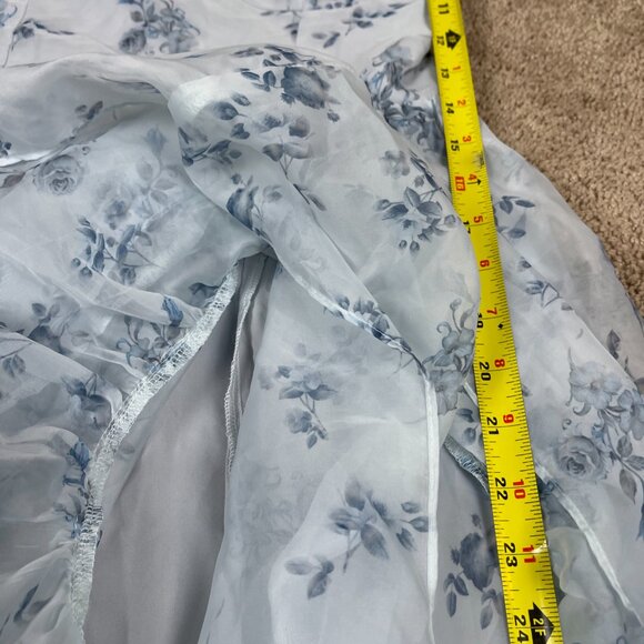 Storia Dress Womens M Blue Floral Coquette Ruffle Milkmaid Corset Puff Wedding - Picture 8 of 11